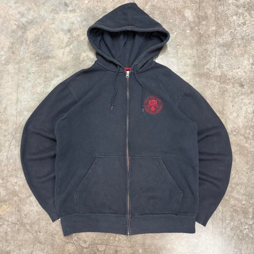 Y2K Aeropostal Navy Blue Embroidered Crest Full Zip Hoodie Size S